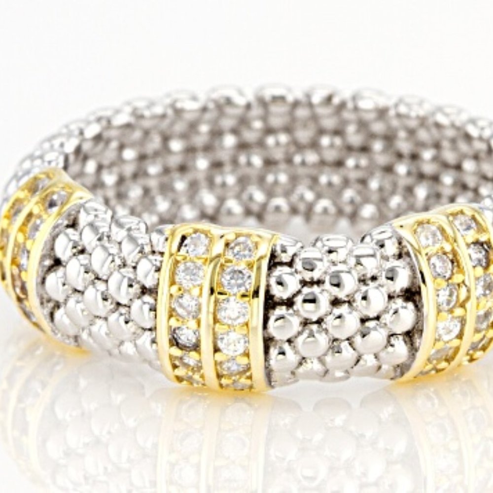 JTV - Bella Luce White CZ Rhodium & 14KYG Over SS